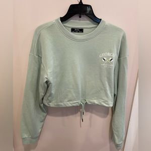 Light Green Cropped Long Sleeve Top